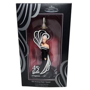 Hallmark Keepsake 45th Anniversary Barbie Ornament 2004 W/ Lighted Display Stand